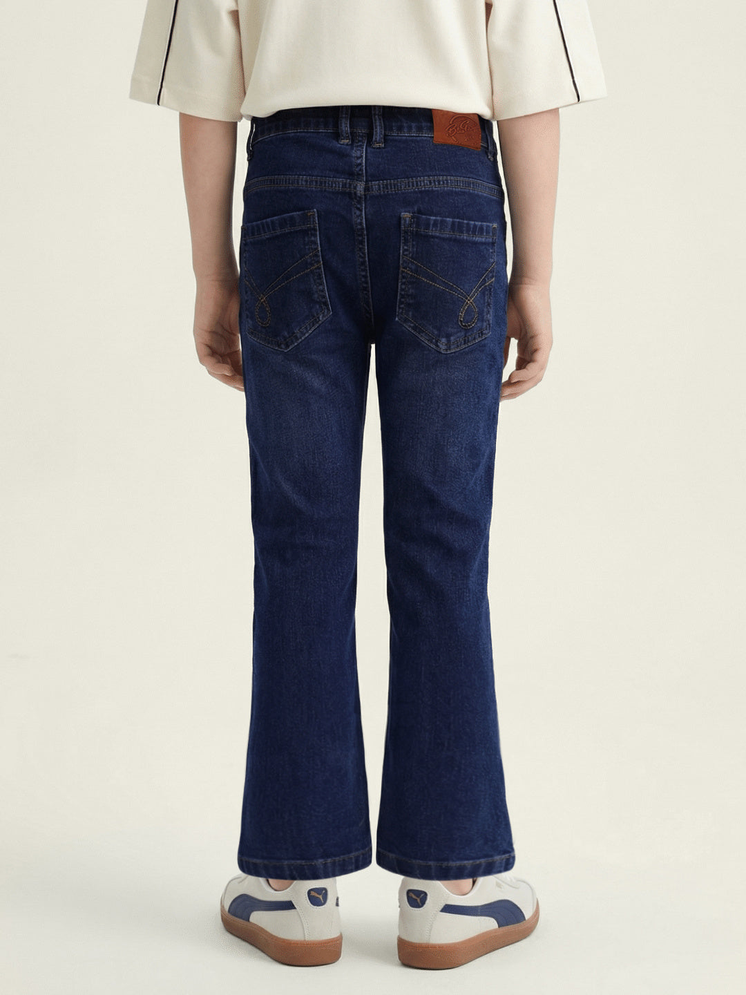 Blue Giraffe Boy Blue Mid Rise Bootcut Cotton Jeans