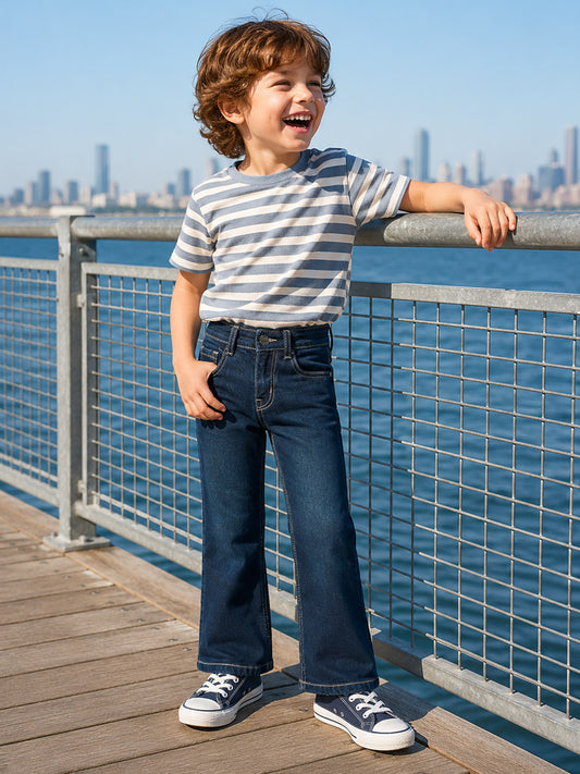 Blue Giraffe Boys Navy Blue Bootcut Fit Jeans