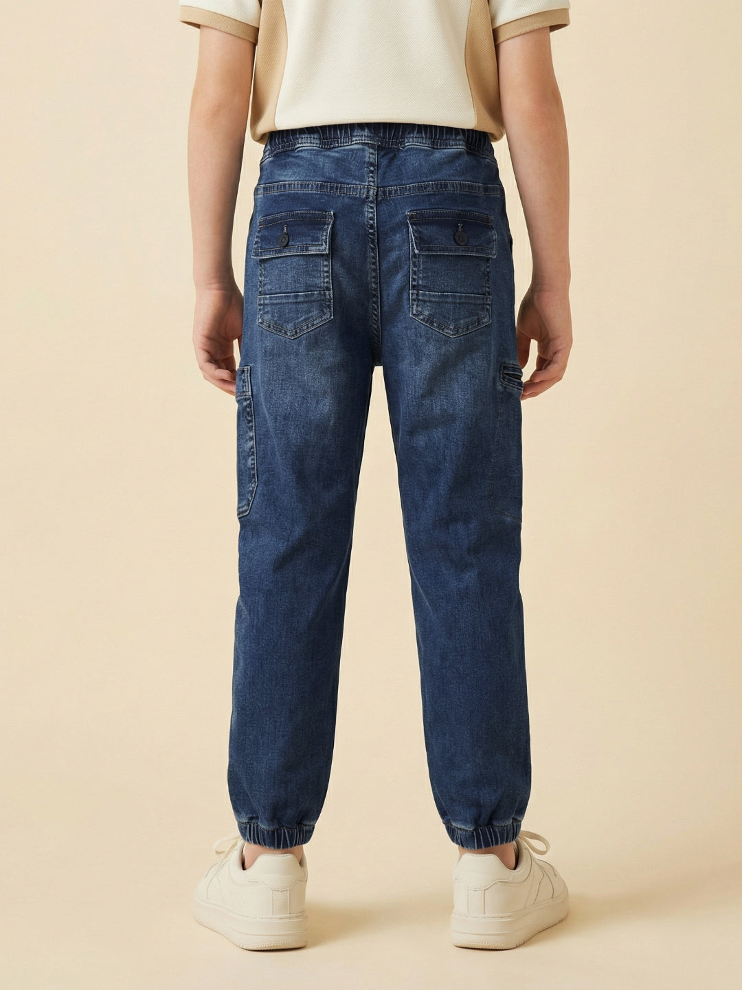Blue Giraffe Boy Blue Mid Rise Cargo Cotton Jeans