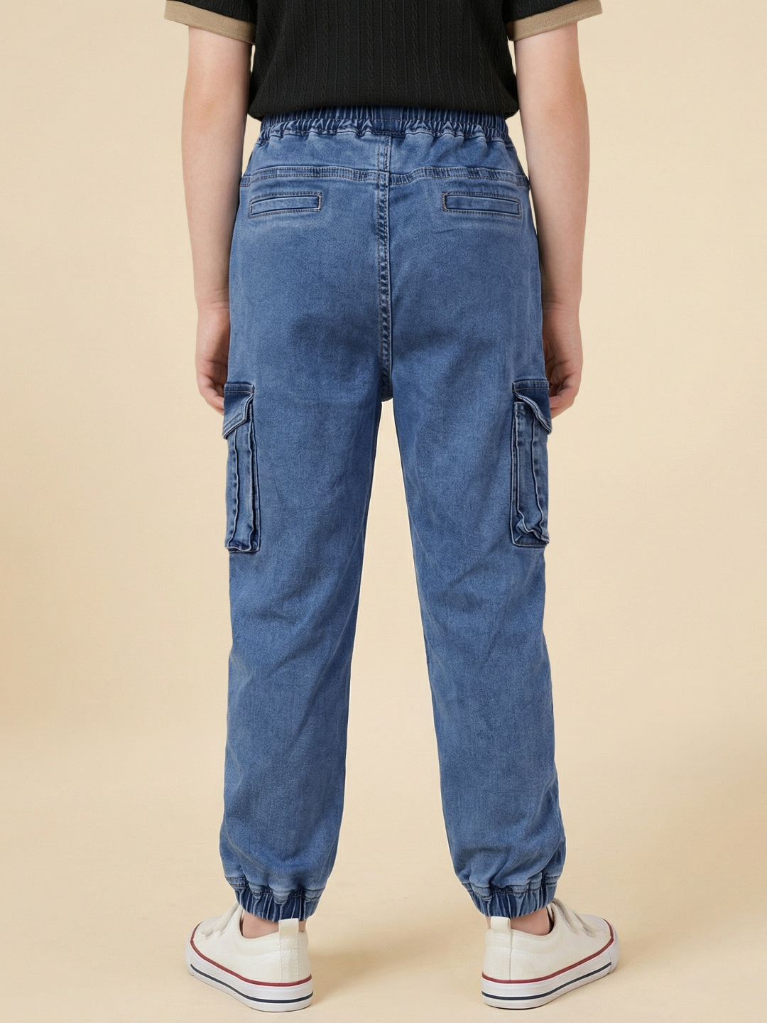 Blue Giraffe Boy Blue Mid Rise Cargo Cotton Jeans