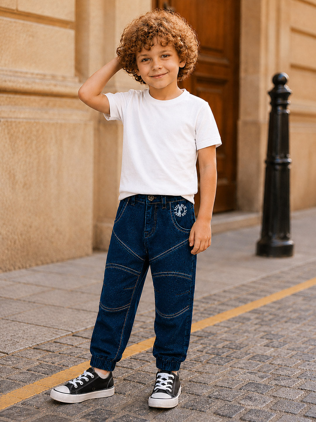 Blue Giraffe Boys Blue Relaxed Fit Jeans