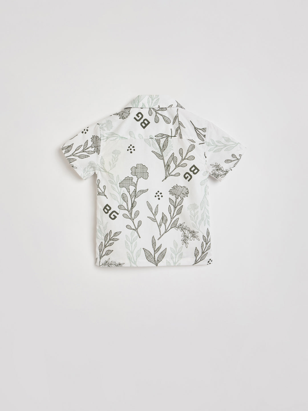 Blue Giraffe Boys White Printed Regular Fit Pure Cotton Shirt