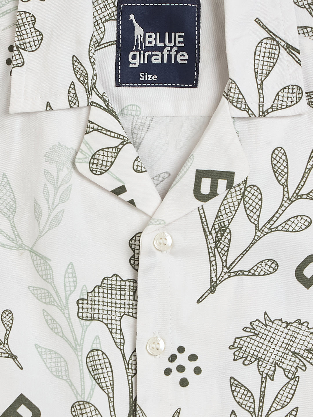 Blue Giraffe Boys White Printed Regular Fit Pure Cotton Shirt