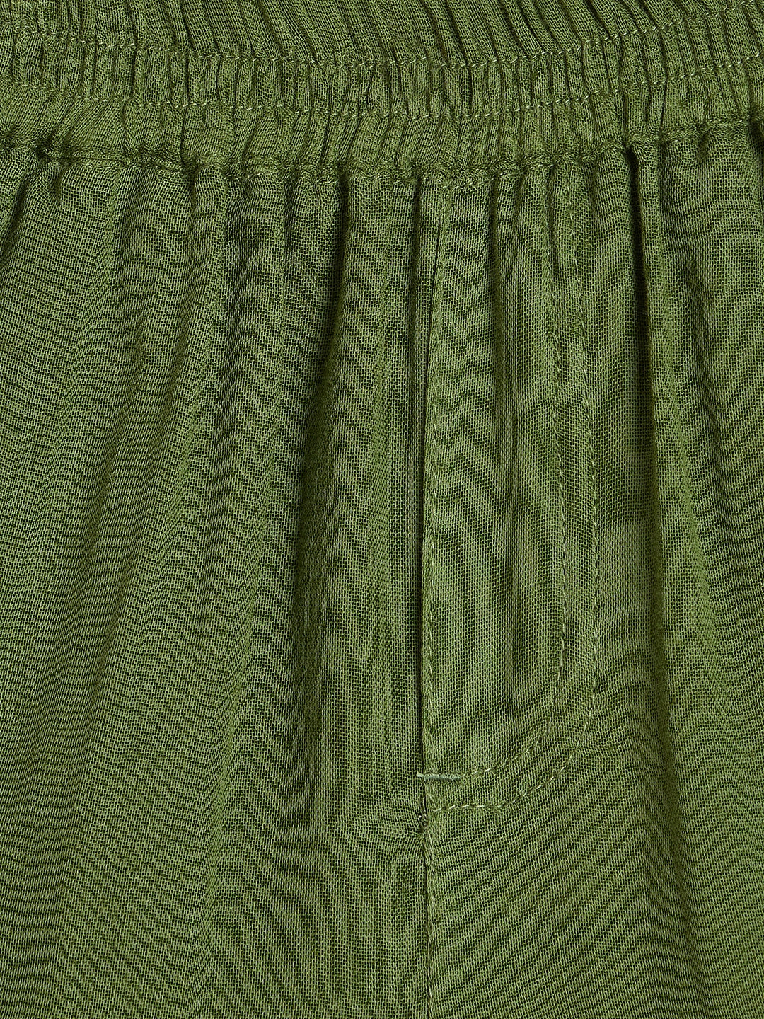 Blue Giraffe Boys Olive Green Solid Regular Fit Pure Cotton Shorts