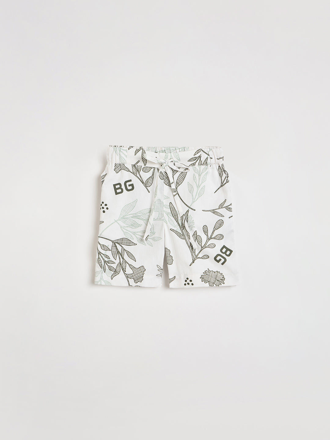 Blue Giraffe Boys White Printed Regular Fit Pure Cotton Shorts
