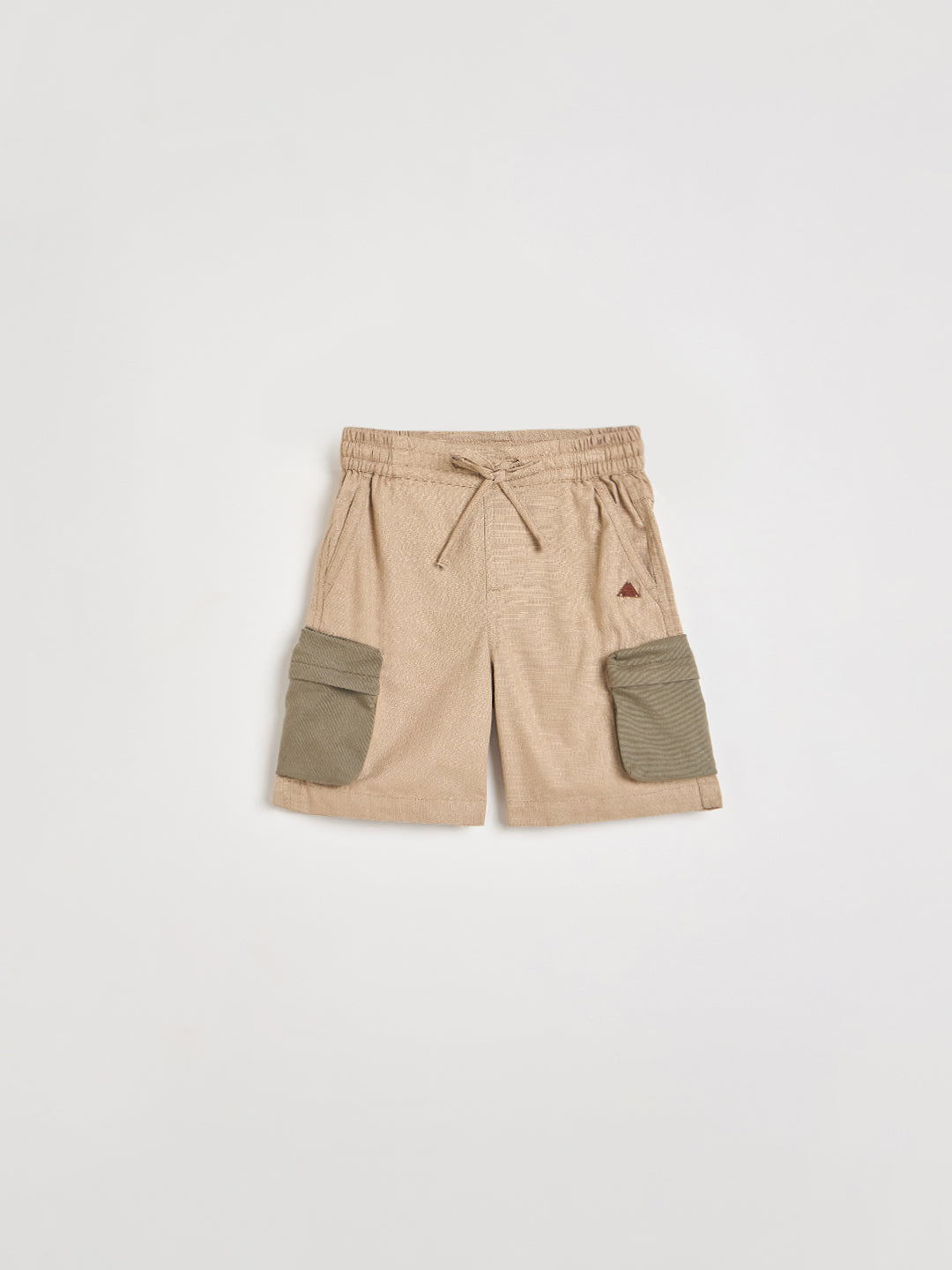 Blue Giraffe Boys Beige Solid Regular Fit Pure Cotton Shorts