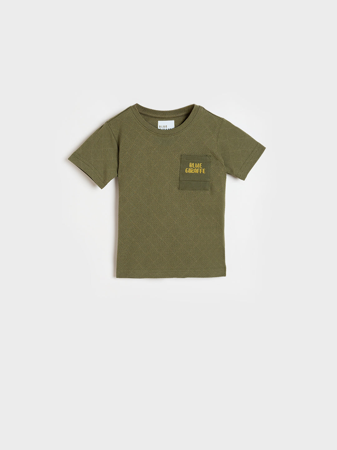 Blue Giraffe Boys Olive Green Solid Regular Fit Pure Cotton T-Shirt