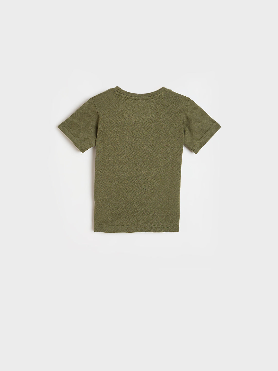 Blue Giraffe Boys Olive Green Solid Regular Fit Pure Cotton T-Shirt