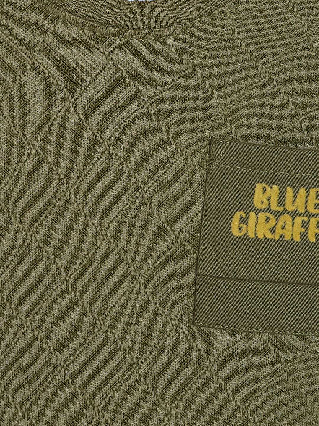 Blue Giraffe Boys Olive Green Solid Regular Fit Pure Cotton T-Shirt