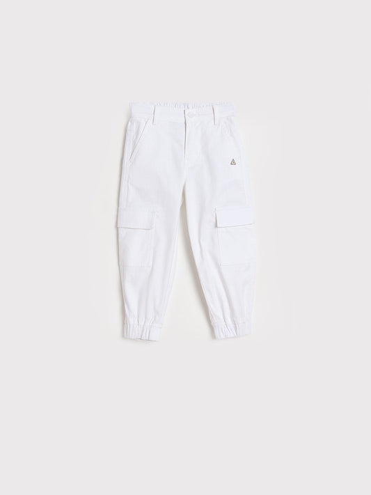 Blue Giraffe Boys Solid White Jogger