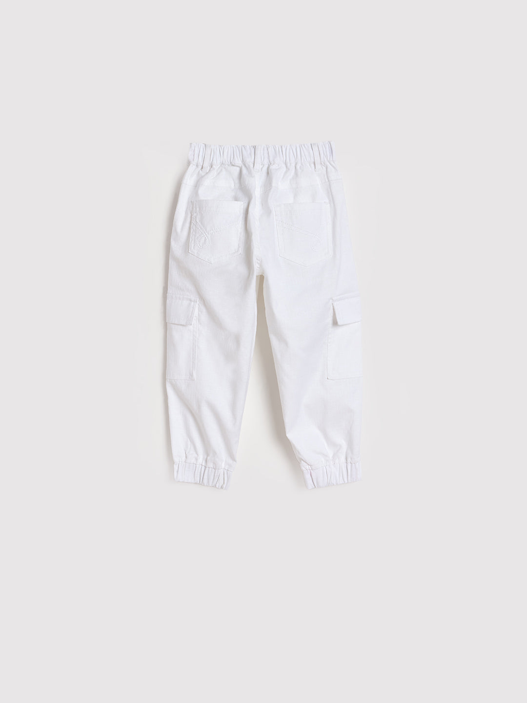 Blue Giraffe Boys Solid White Jogger
