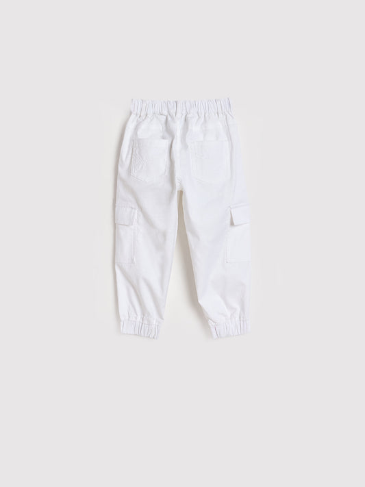 Blue Giraffe Boys Solid White Jogger