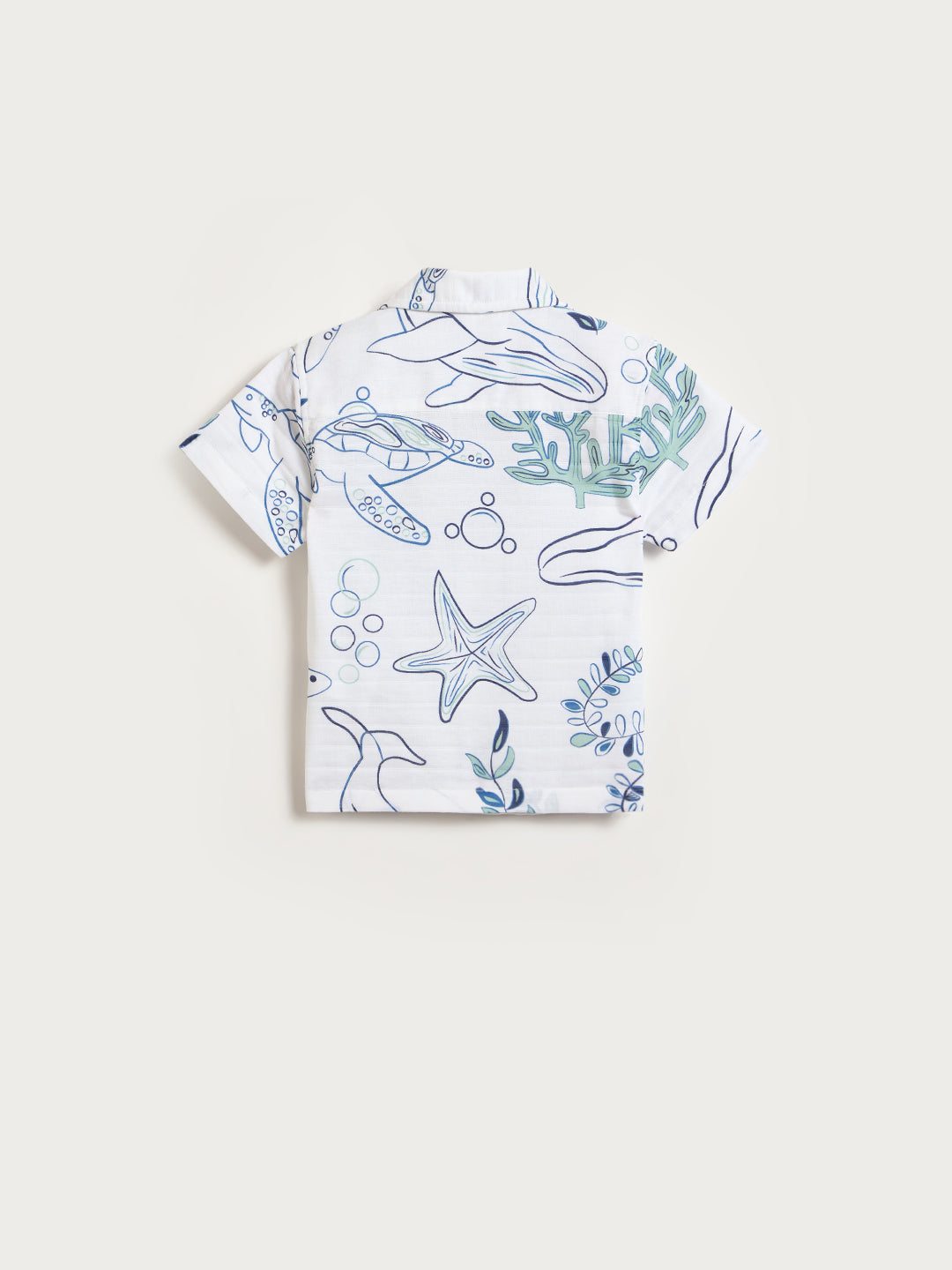 Blue Giraffe Boys White Printed Regular Fit Pure Cotton Shirt