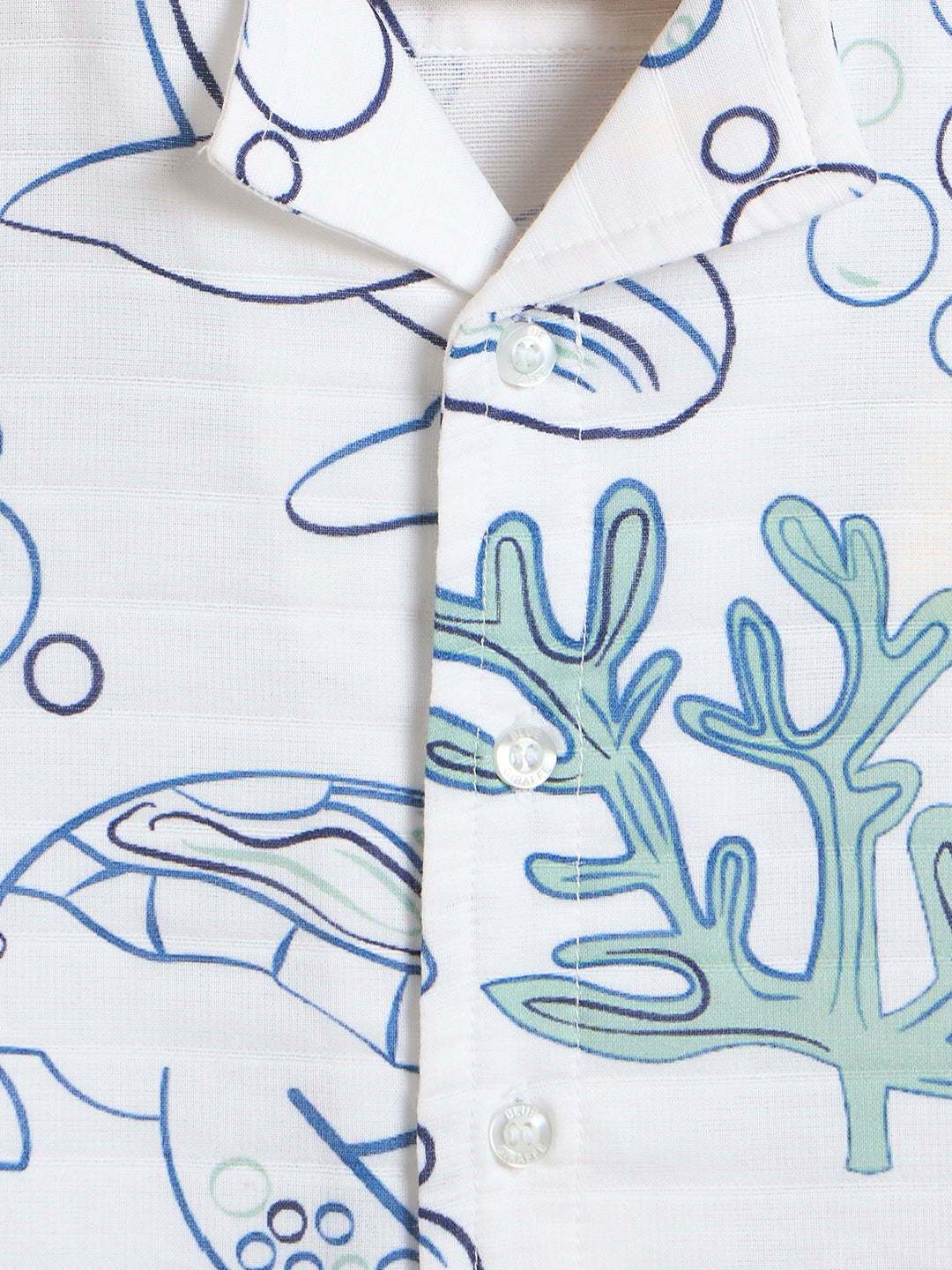 Blue Giraffe Boys White Printed Regular Fit Pure Cotton Shirt