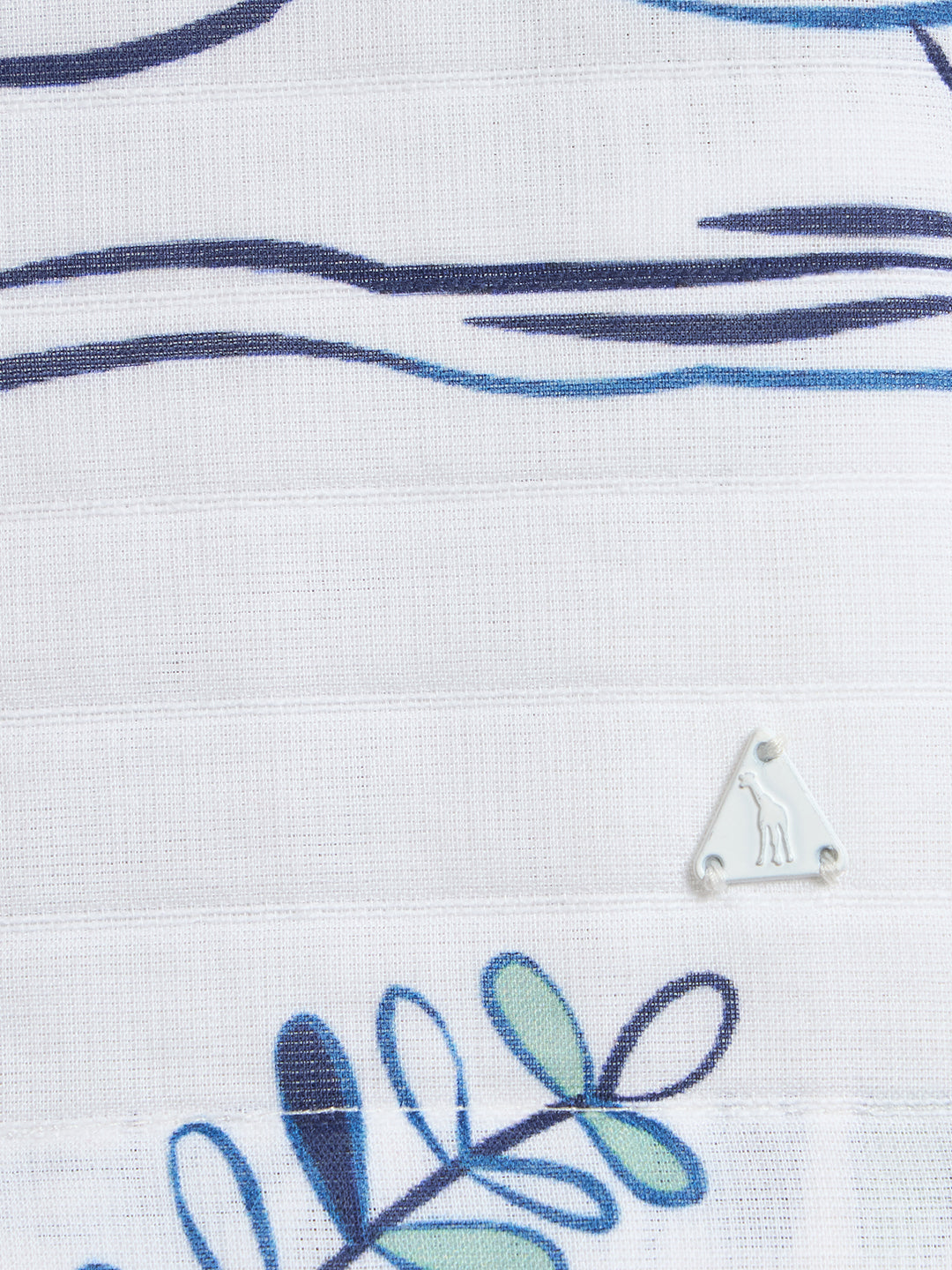 Blue Giraffe Boys White Printed Regular Fit Pure Cotton Shirt