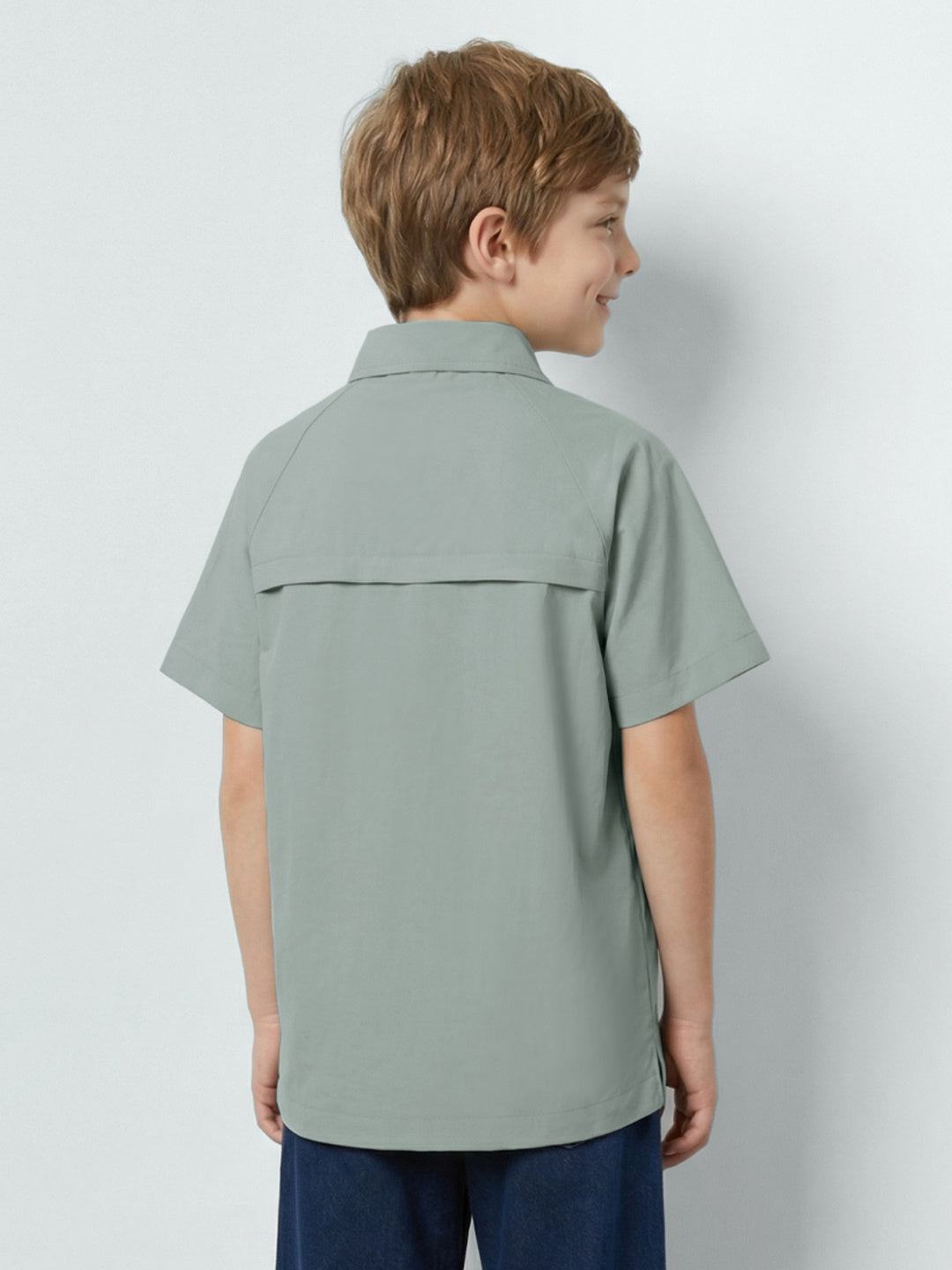 Blue Giraffe Boy Green Cotton Shirt