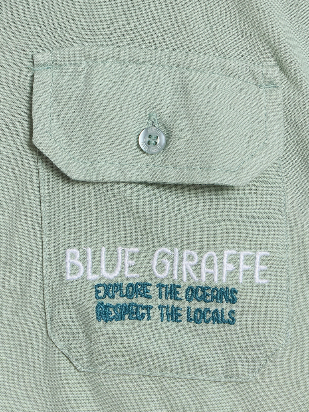 Blue Giraffe Boys Colourblocked Green Shirt