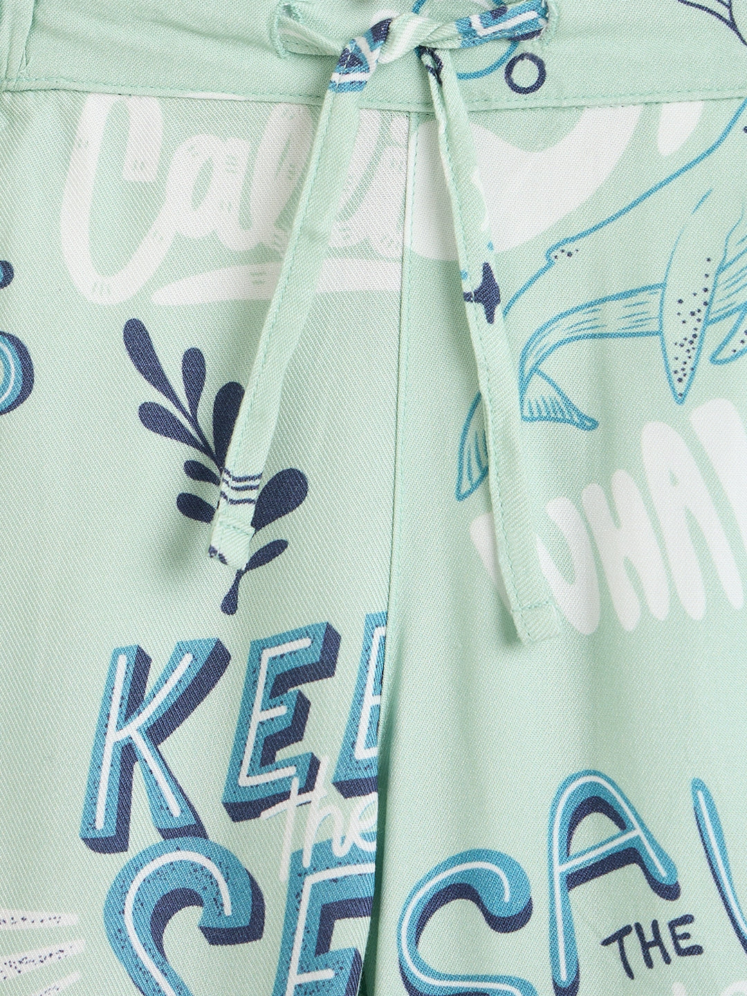Blue Giraffe Boys Mint Green Printed Regular Fit Shorts