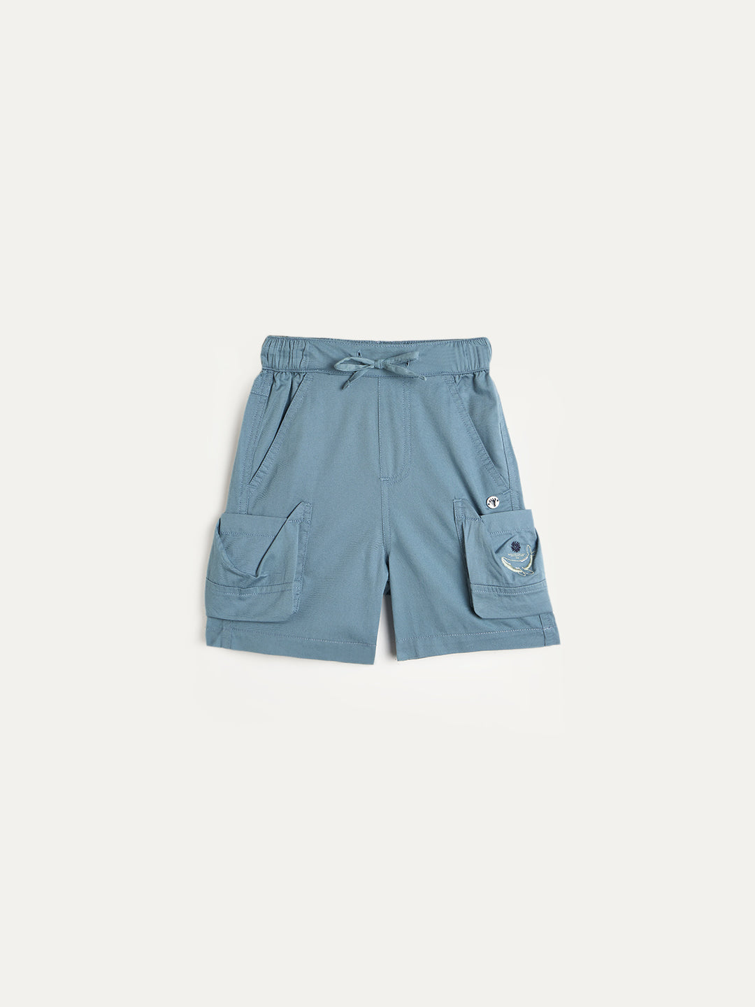 Blue Giraffe Boys Blue Solid Regular Fit Pure Cotton Shorts
