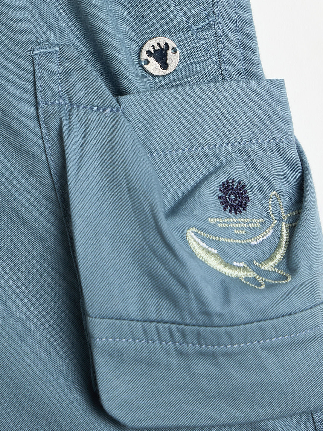 Blue Giraffe Boys Blue Solid Regular Fit Pure Cotton Shorts