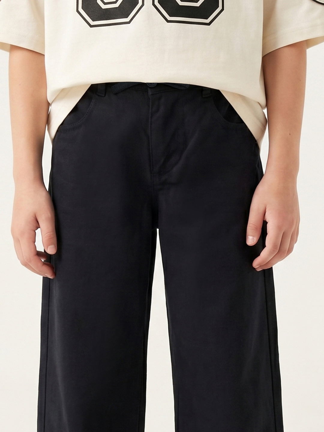 Blue Giraffe Boys Black Solid Regular Fit Trouser