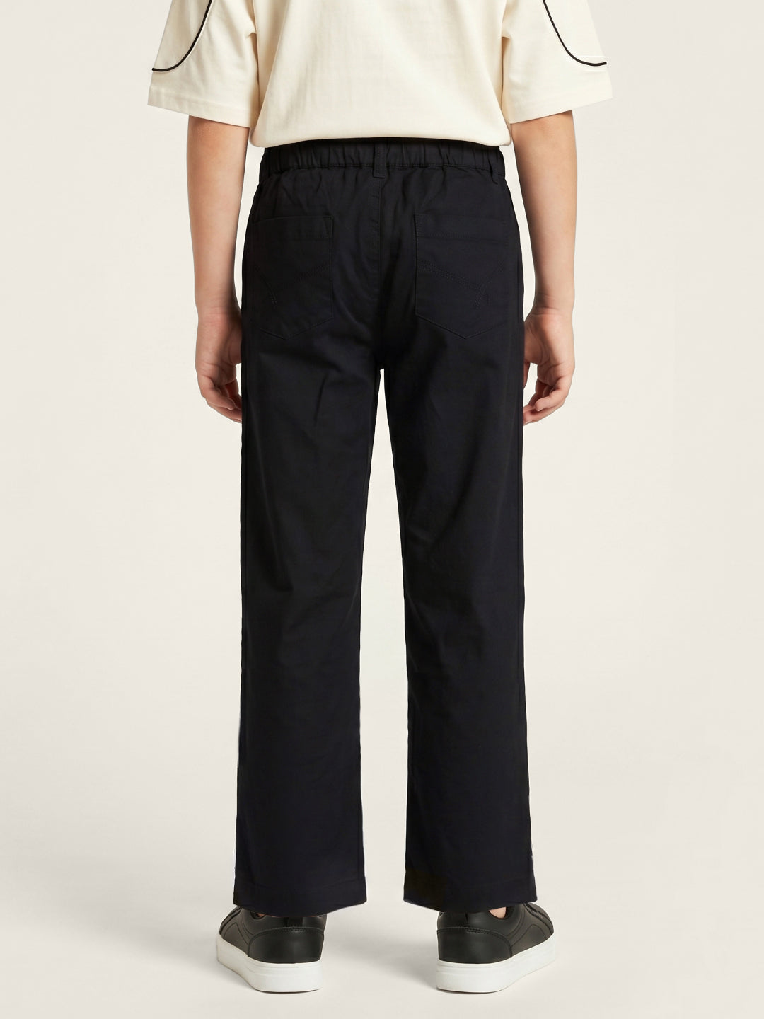 Blue Giraffe Boys Black Solid Regular Fit Trouser