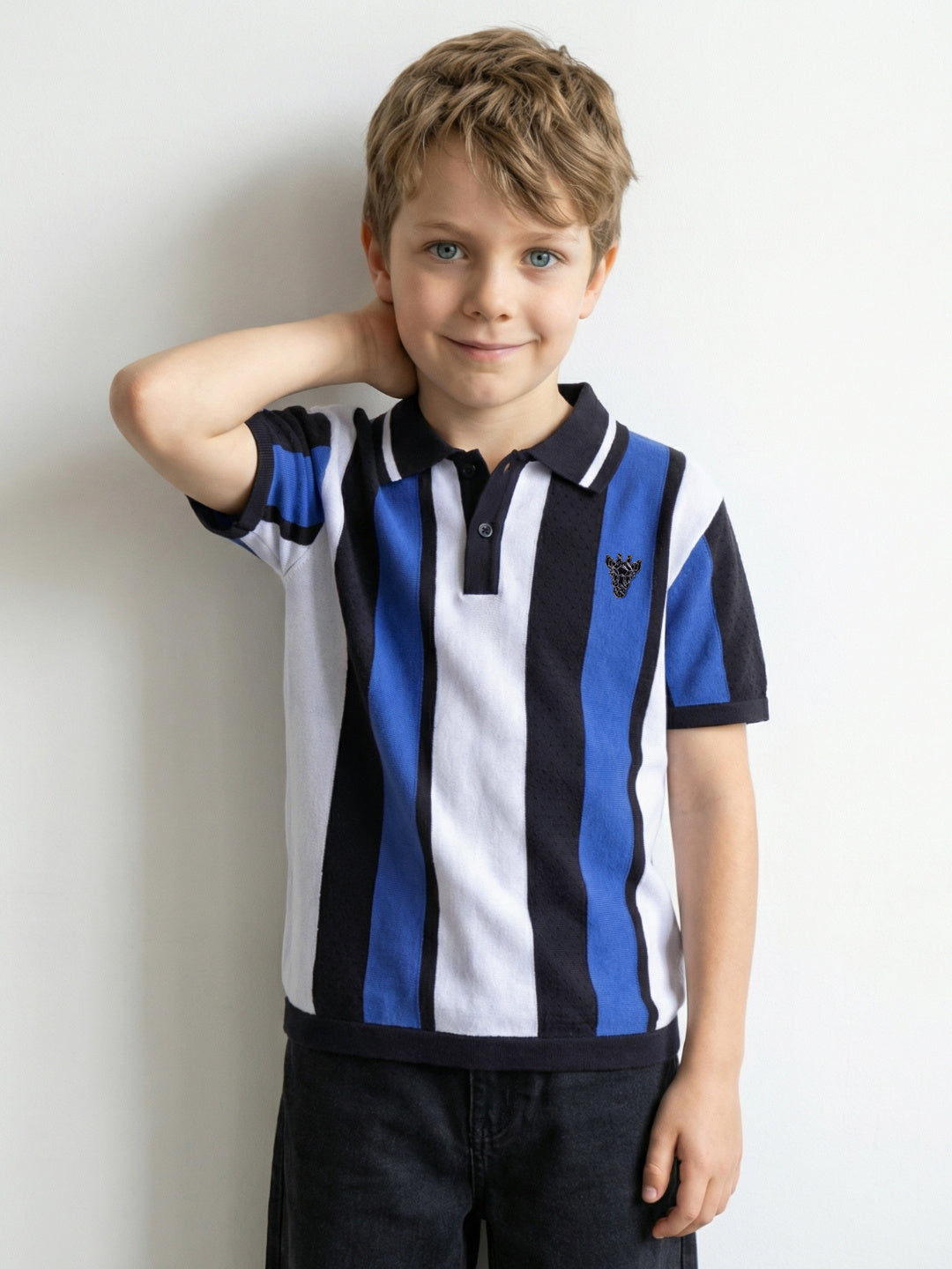 Blue Giraffe Boys Multi Solid Regular Fit Pure Cotton Polo T-Shirt