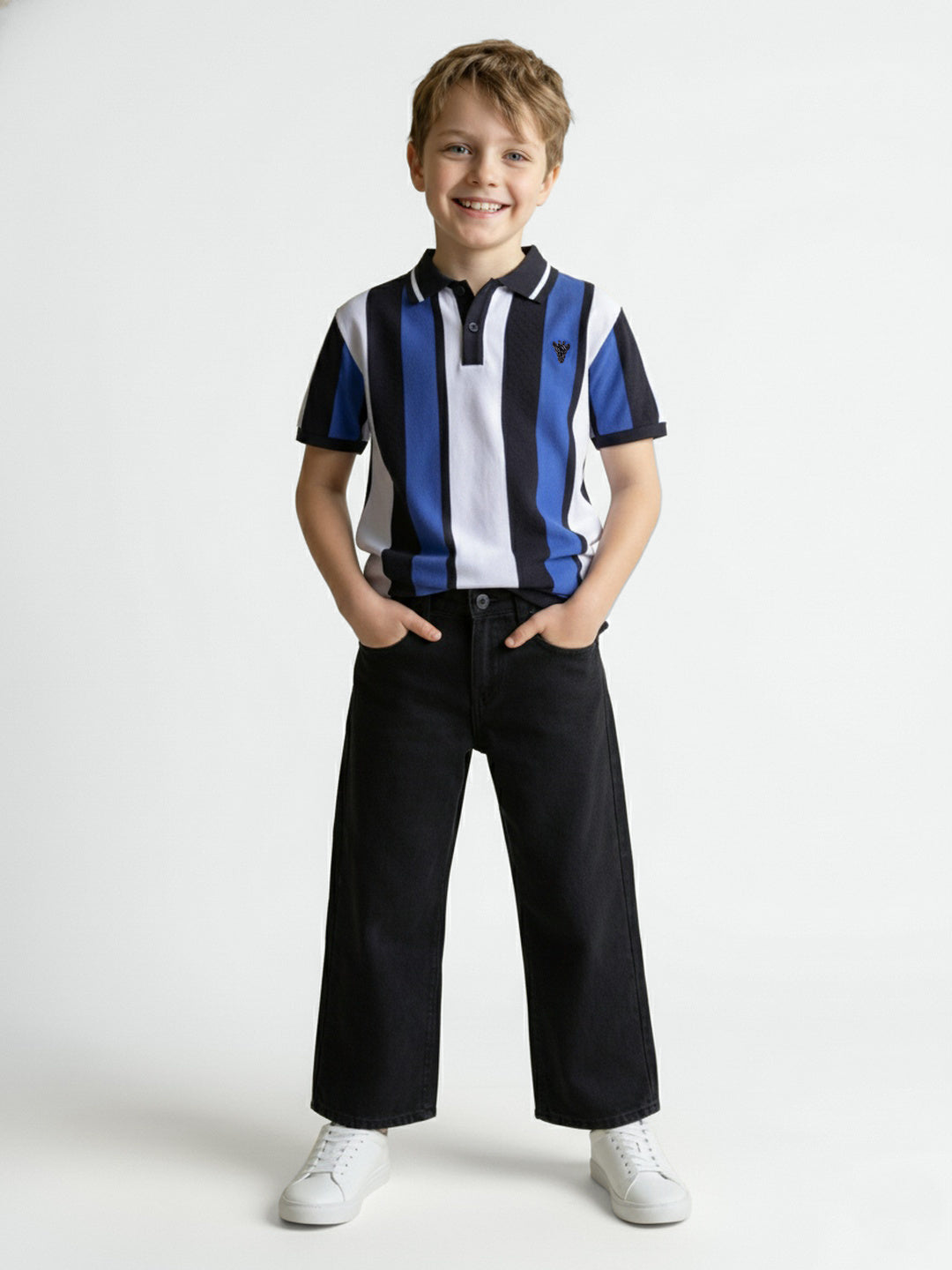 Blue Giraffe Boys Multi Solid Regular Fit Pure Cotton Polo T-Shirt