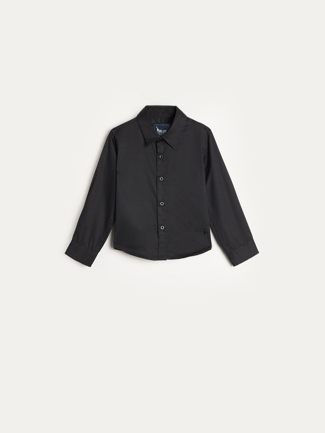 Blue Giraffe Boys Black Solid Regular Fit Pure Cotton Shirt