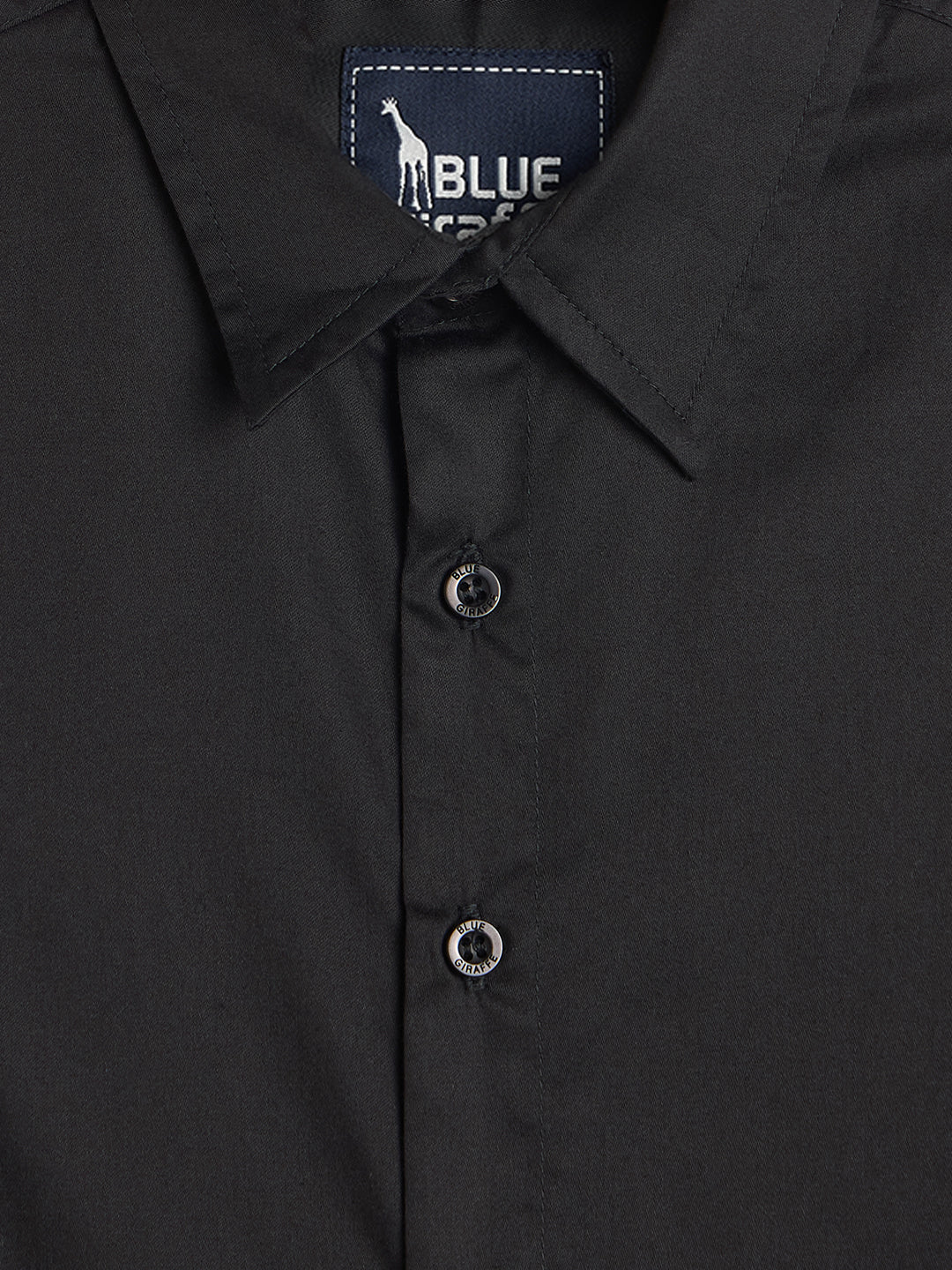 Blue Giraffe Boys Black Solid Regular Fit Pure Cotton Shirt