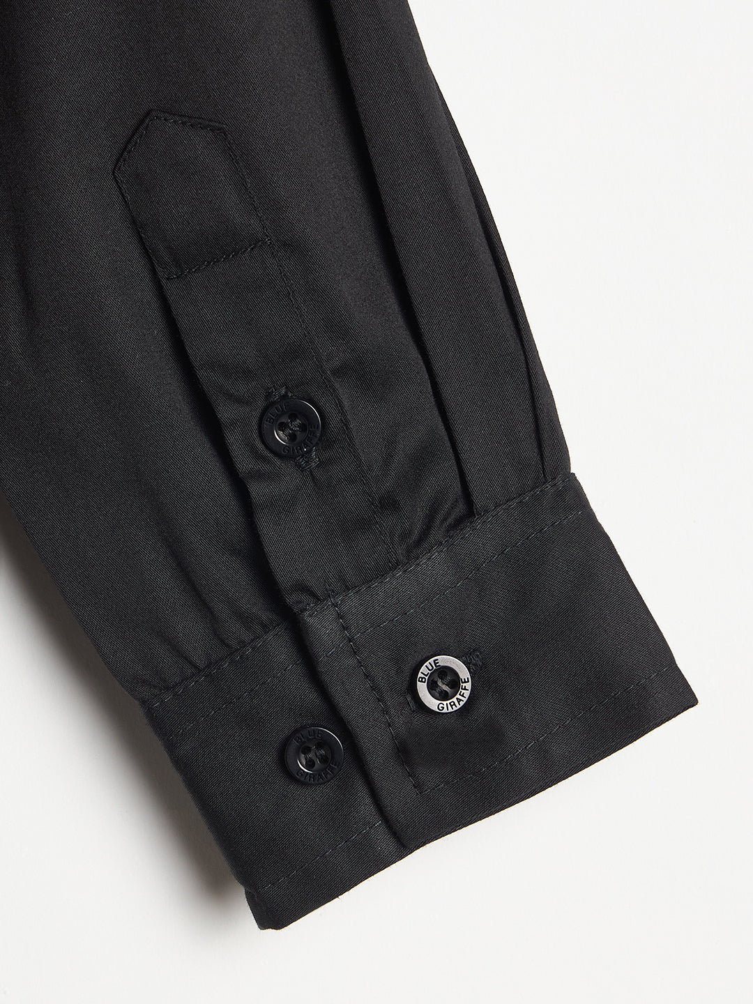 Blue Giraffe Boys Black Solid Regular Fit Pure Cotton Shirt