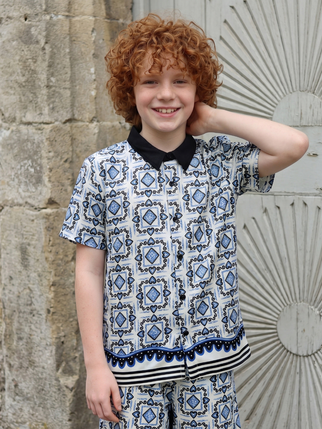 Blue Giraffe Boys Multi Printed Pure Cotton Shirt