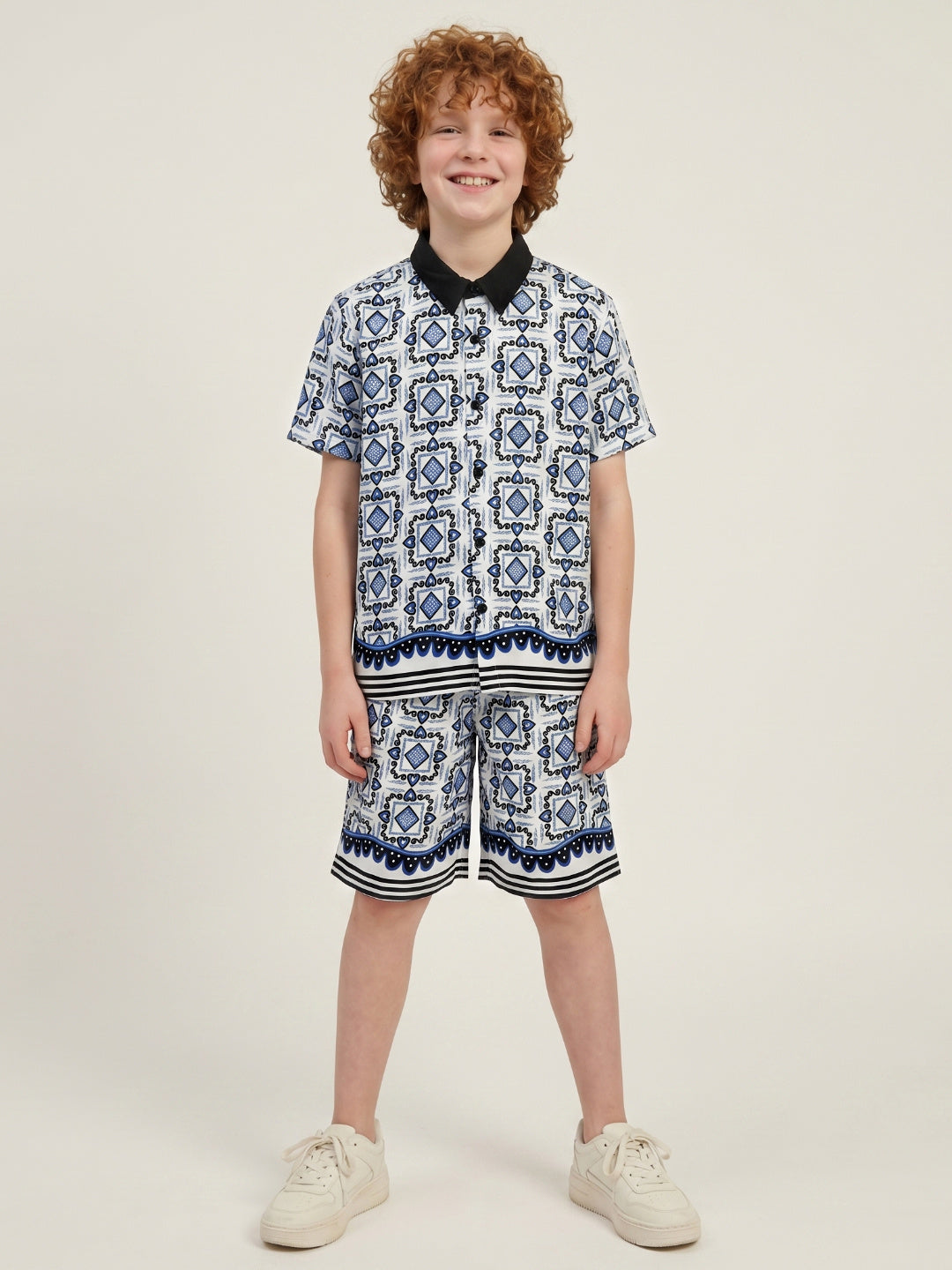 Blue Giraffe Boys Multi Printed Regular Fit Pure Cotton Shirt