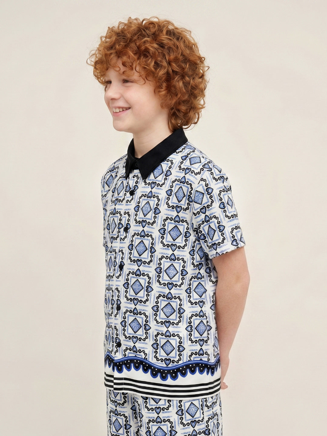 Blue Giraffe Boys Multi Printed Pure Cotton Shirt