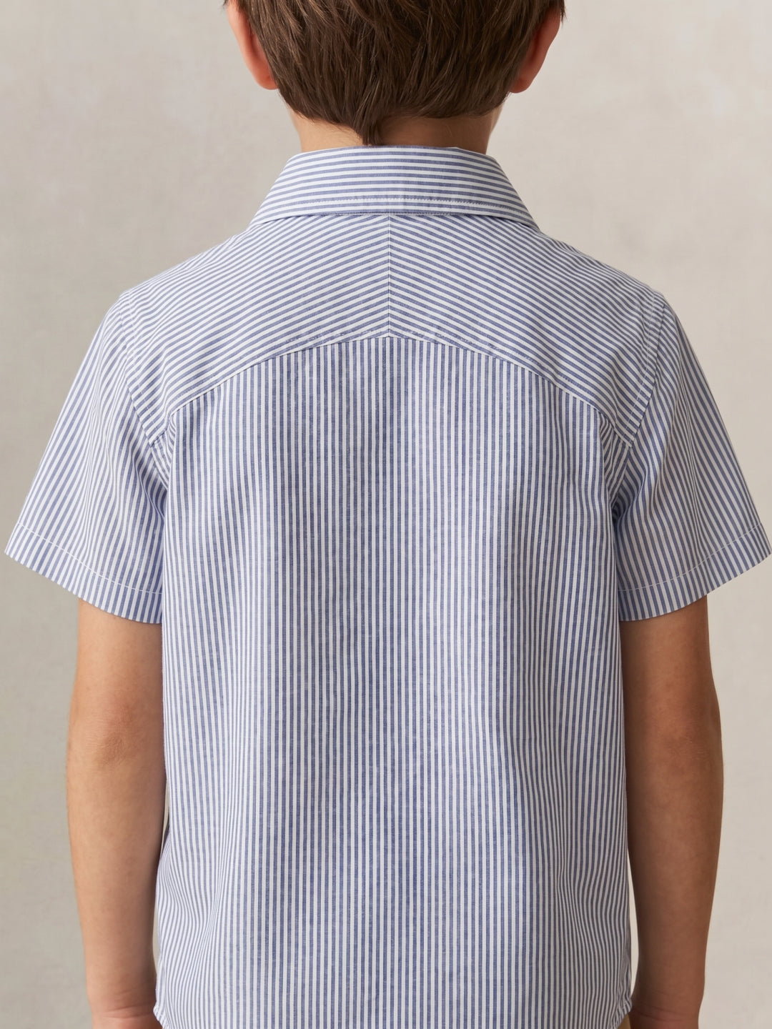 Blue Giraffe Boys White Striped Shirt