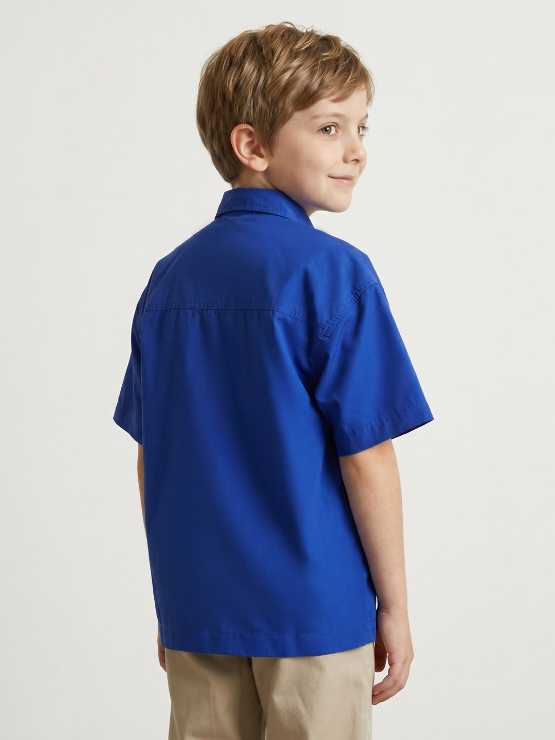 Blue Giraffe Boys Blue Printed Boxy Fit Pure Cotton Shirt