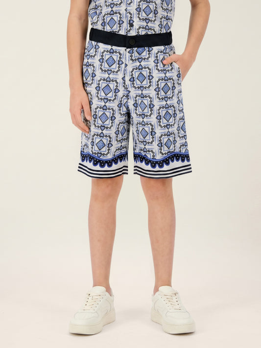 Blue Giraffe Boys Multi Printed Pure Cotton  Shorts