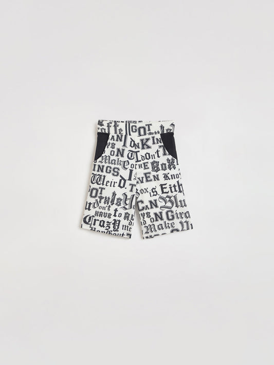 Blue Giraffe Boys White Printed Short