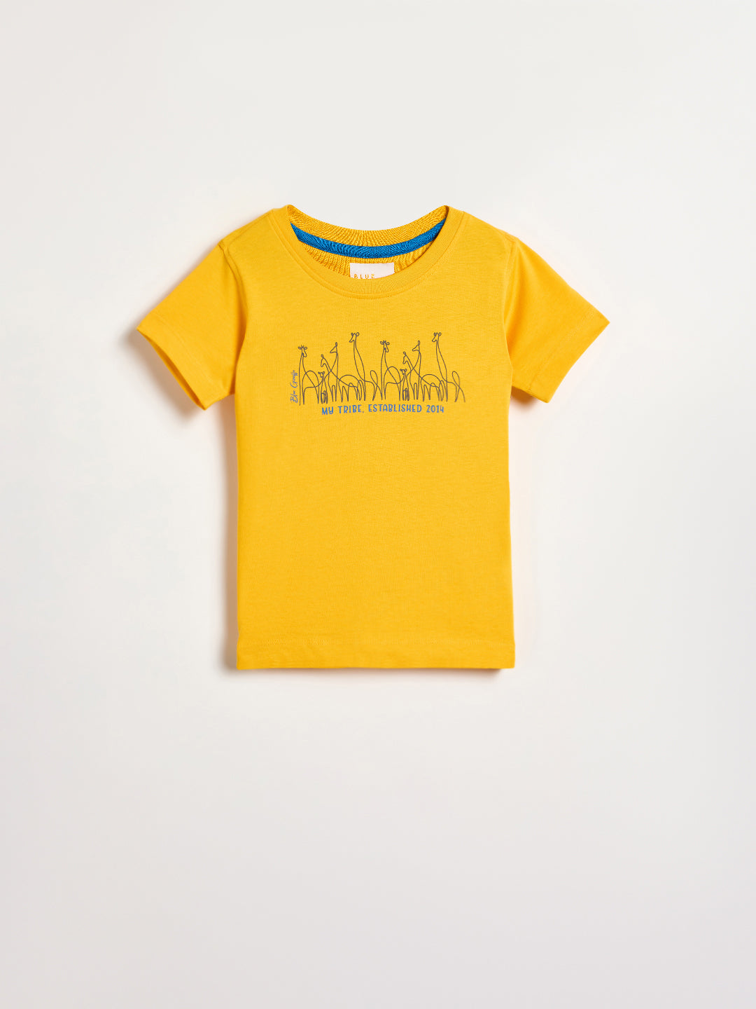 Blue Giraffe Boys Yellow Printed Regular Fit Pure Cotton T-Shirt