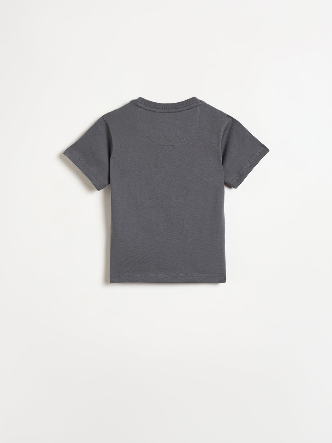 Blue Giraffe Boys Grey Printed Regular Fit Pure Cotton T-Shirt