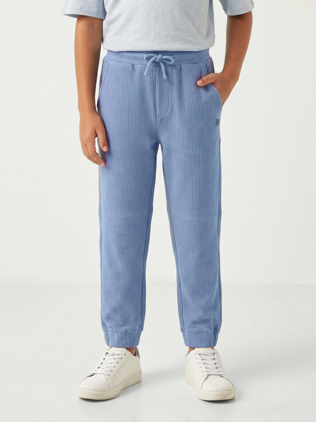 Blue Giraffe Boys Blue Solid Regular Fit Jogger
