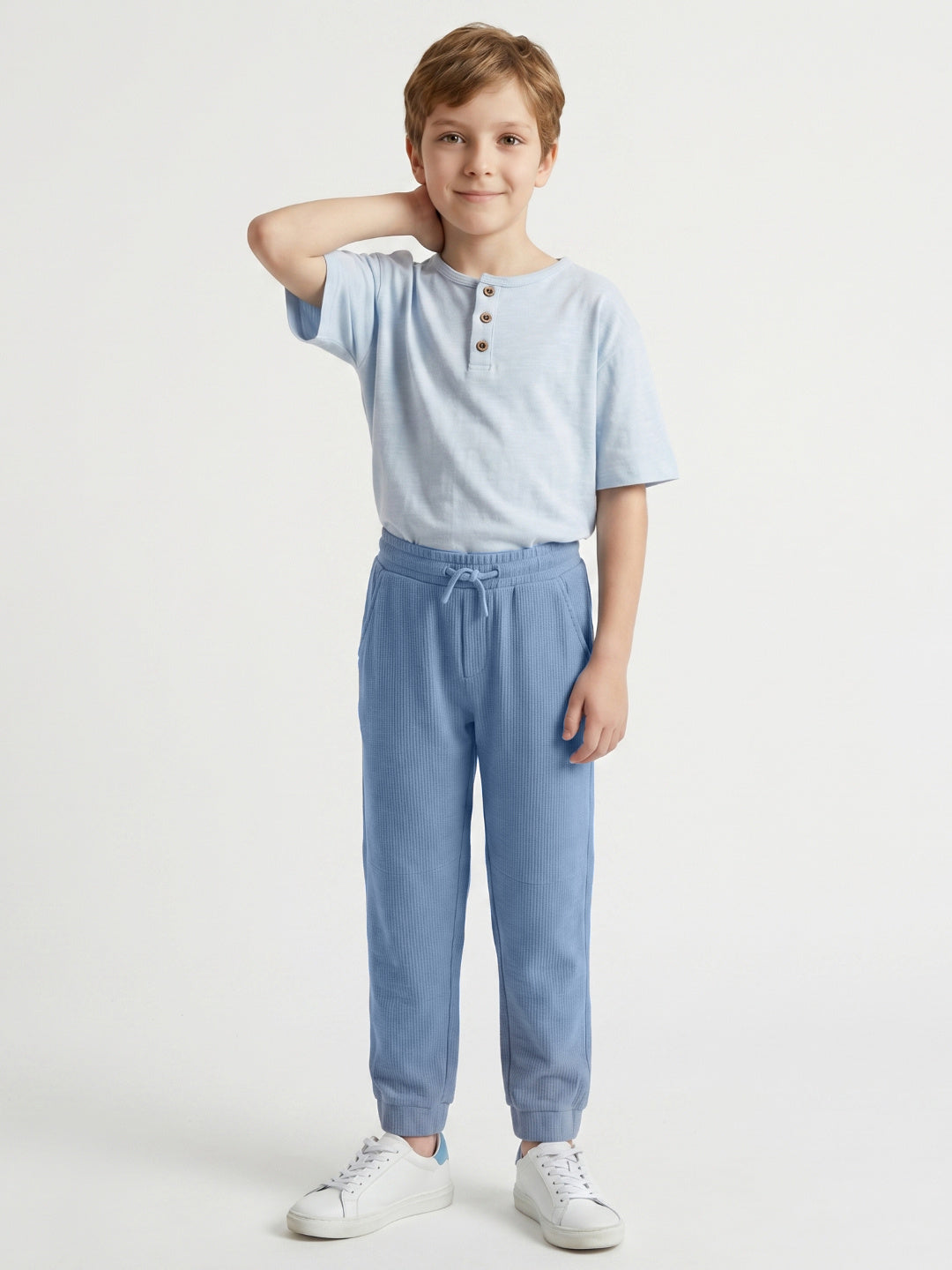 Blue Giraffe Boys Blue Solid Regular Fit Jogger
