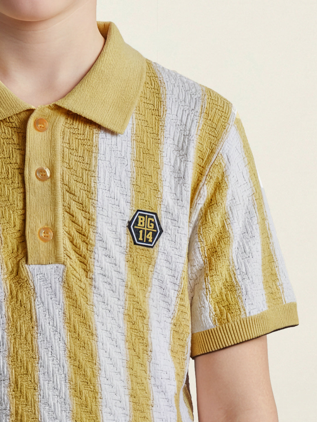Blue Giraffe Boy Yellow Striped Cotton Polo T-Shirt