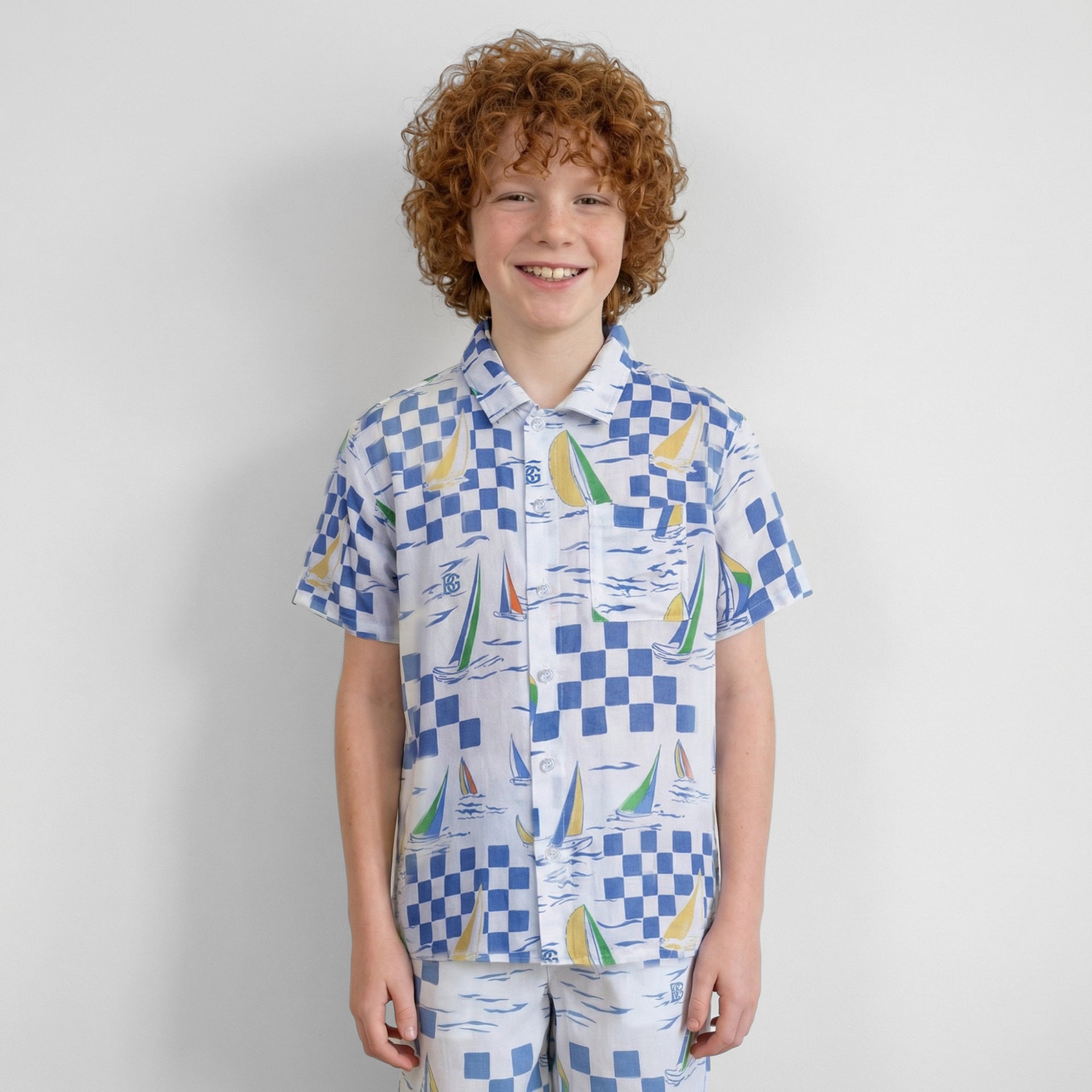 Blue Giraffe Boy Multi Printed Shirt