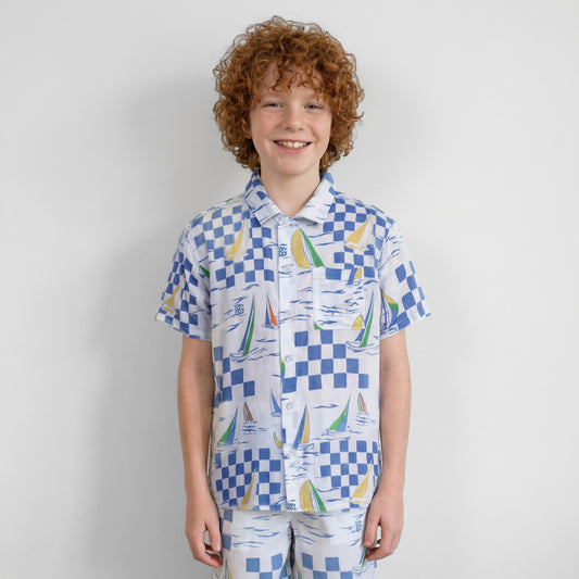 Blue Giraffe Boy Multi Printed Shirt