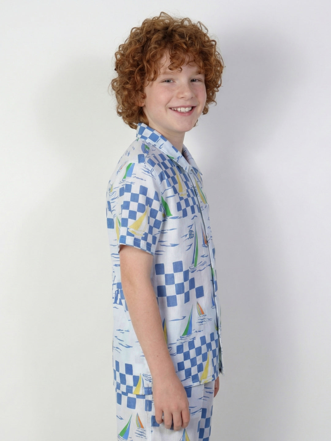 Blue Giraffe Boy Multi Printed Shirt