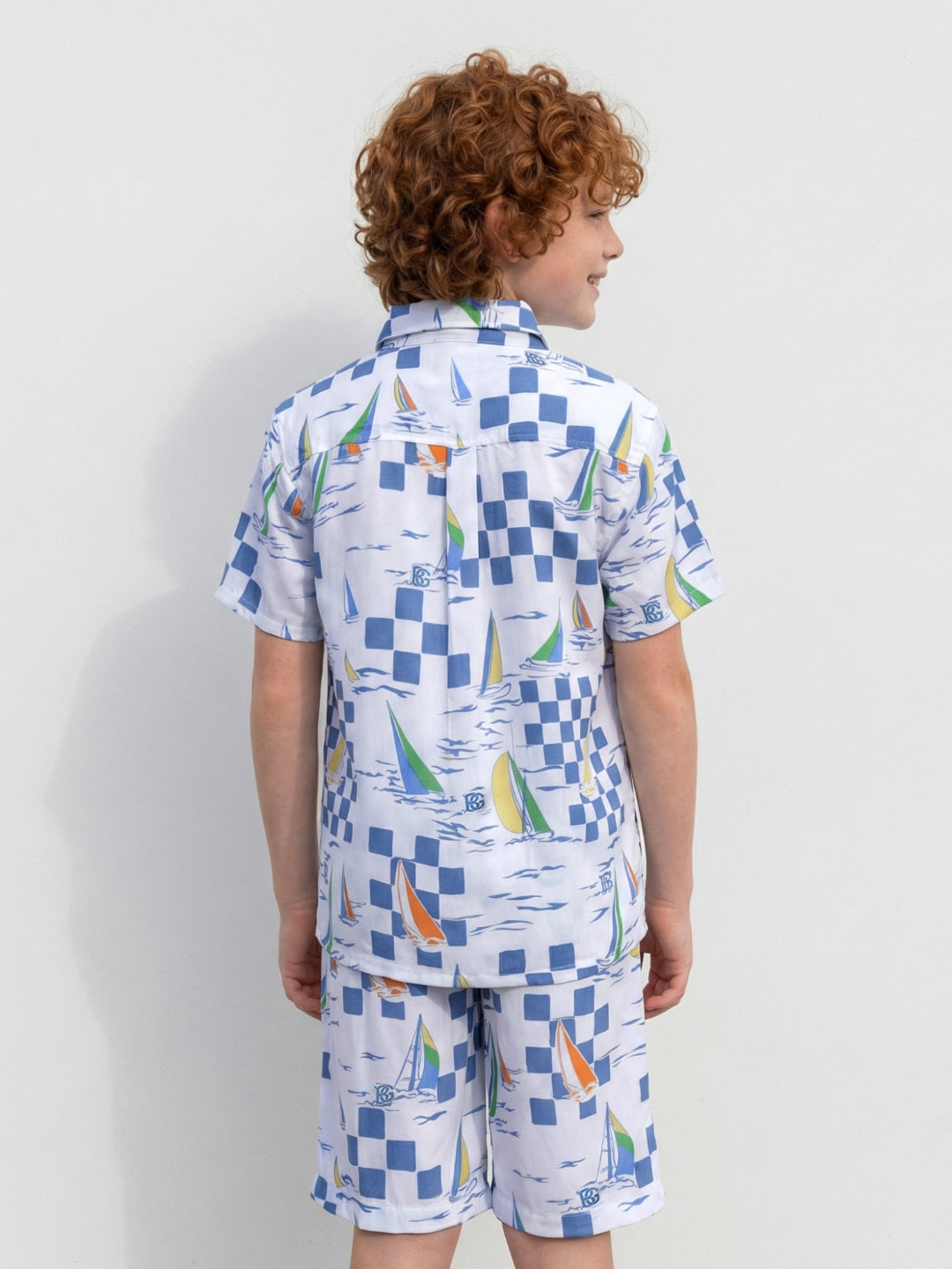 Blue Giraffe Boy Multi Printed Shirt