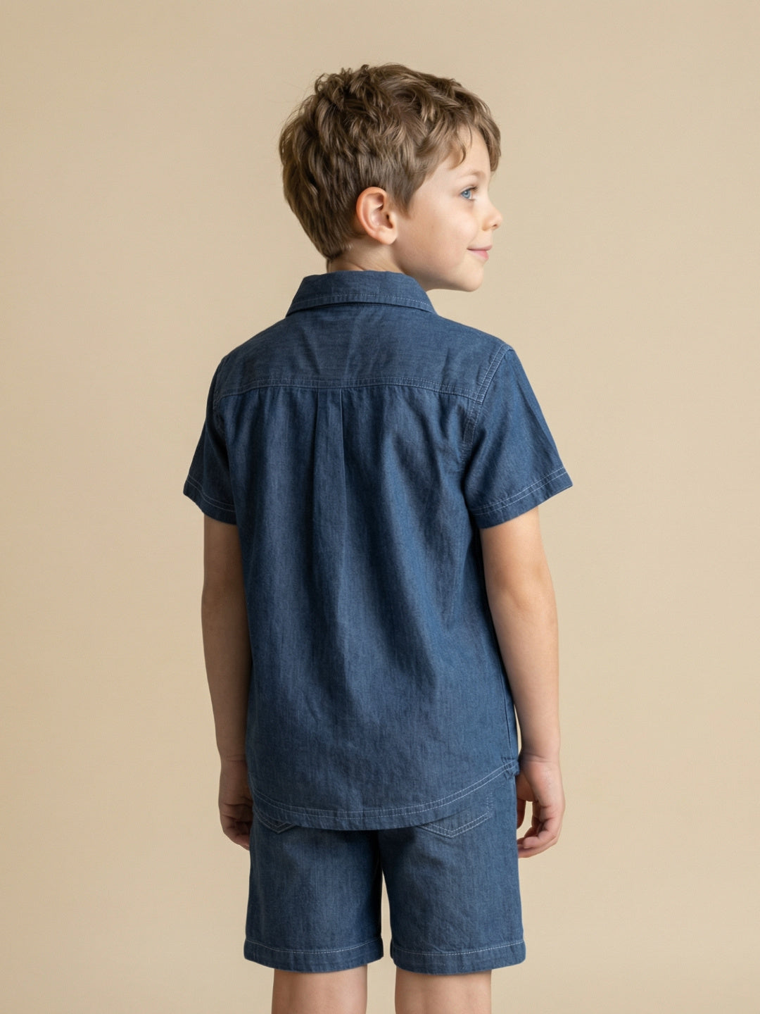 Blue Giraffe Boy Blue Embroidered Shirt