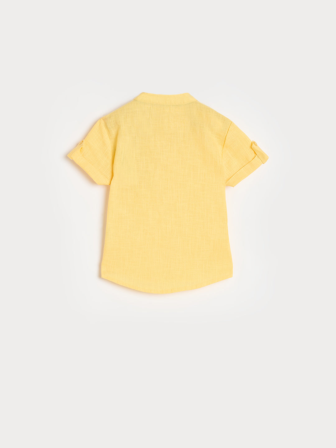 Blue Giraffe Boys Yellow Mandarin Collar Shirt