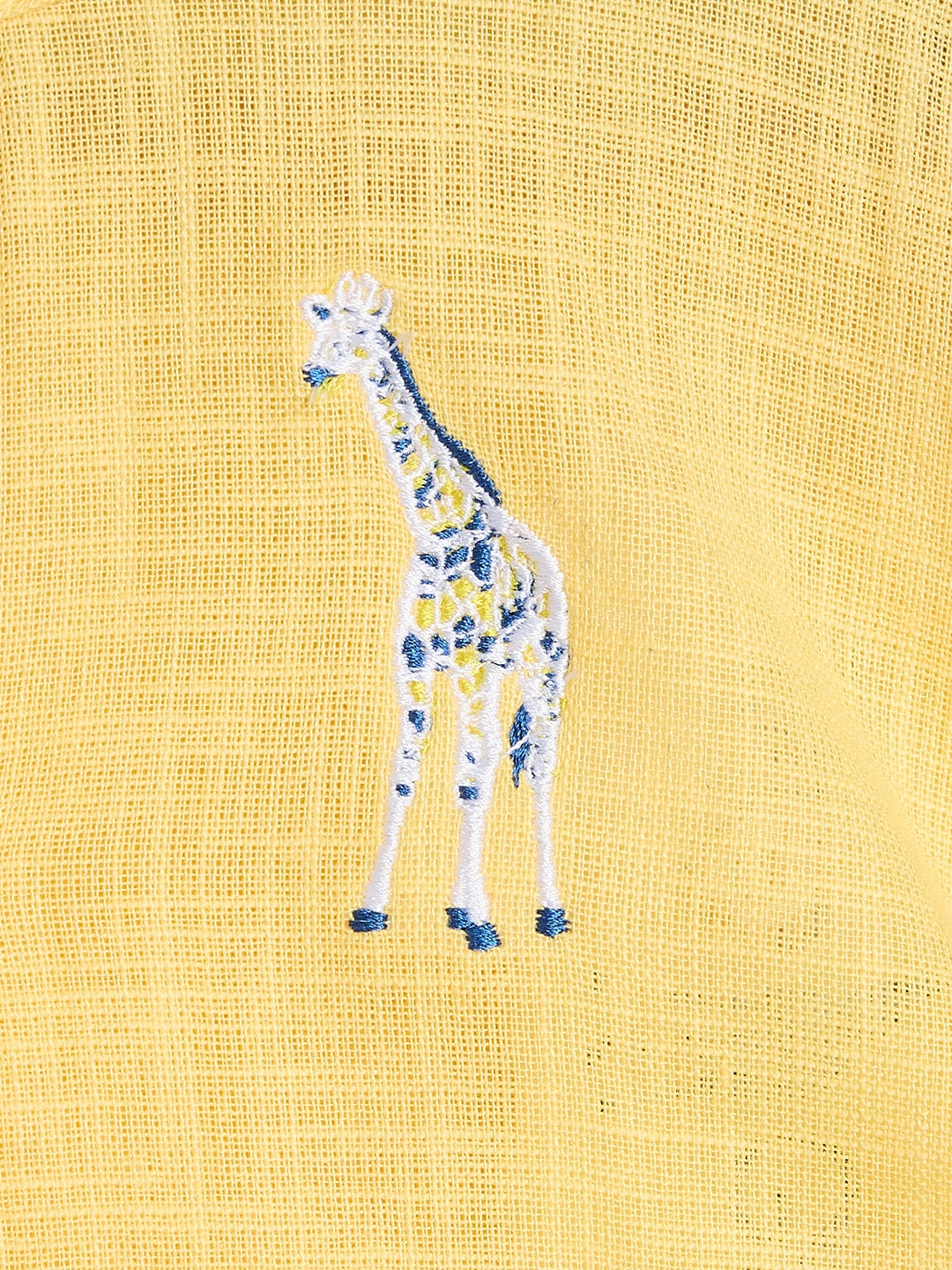 Blue Giraffe Boys Yellow Mandarin Collar Shirt